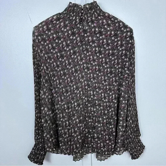 Cabi Knife Pleat Blouse Loose Fit Flowy Floral Print Balloon Sleeves Size M - Picture 1 of 7